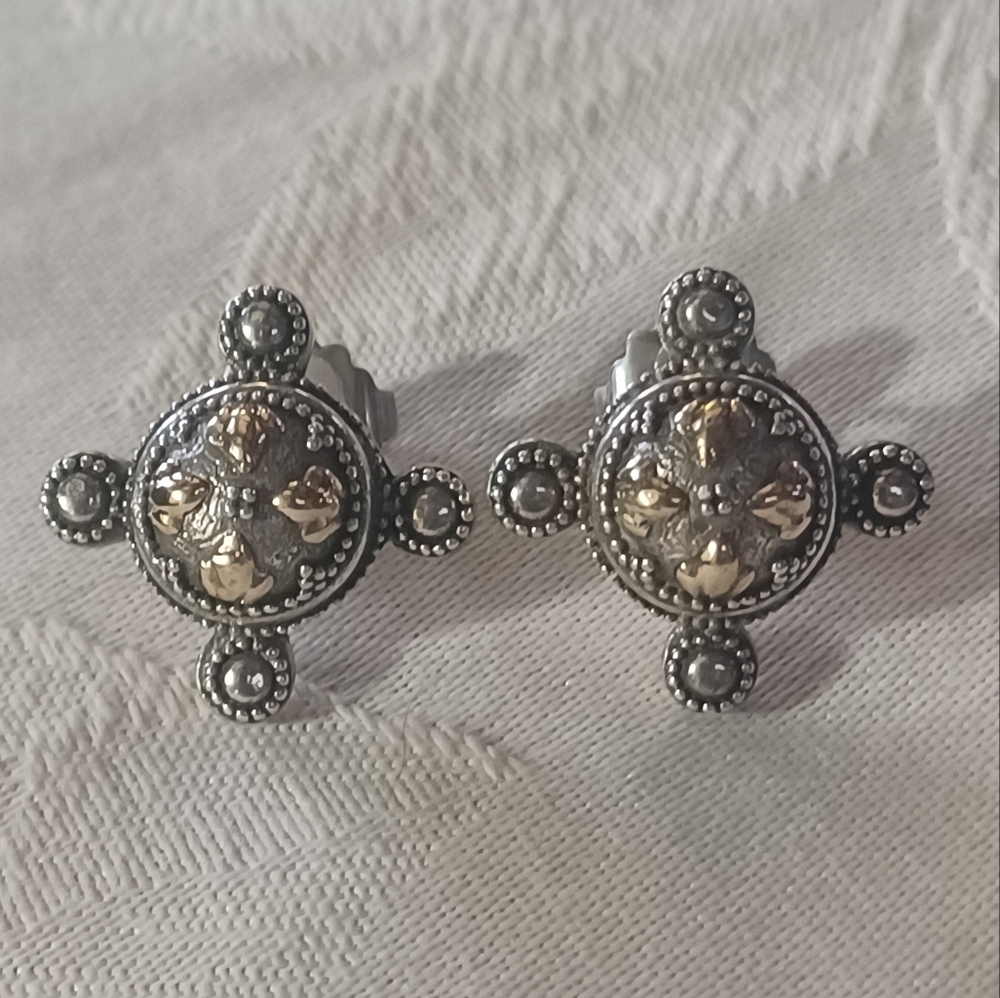 Vintage John Hardy Stud Earrings, SS & 18k